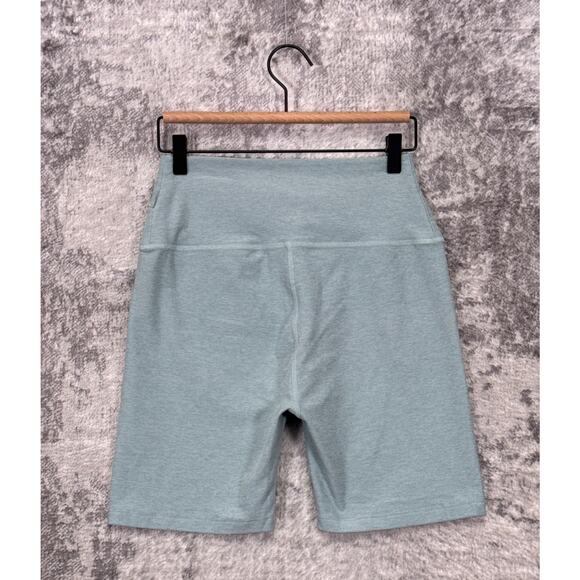 Beyond Yoga Bike Shorts Large Womens Blue Spacedye Cross Front Activewear - Picture 2 of 8